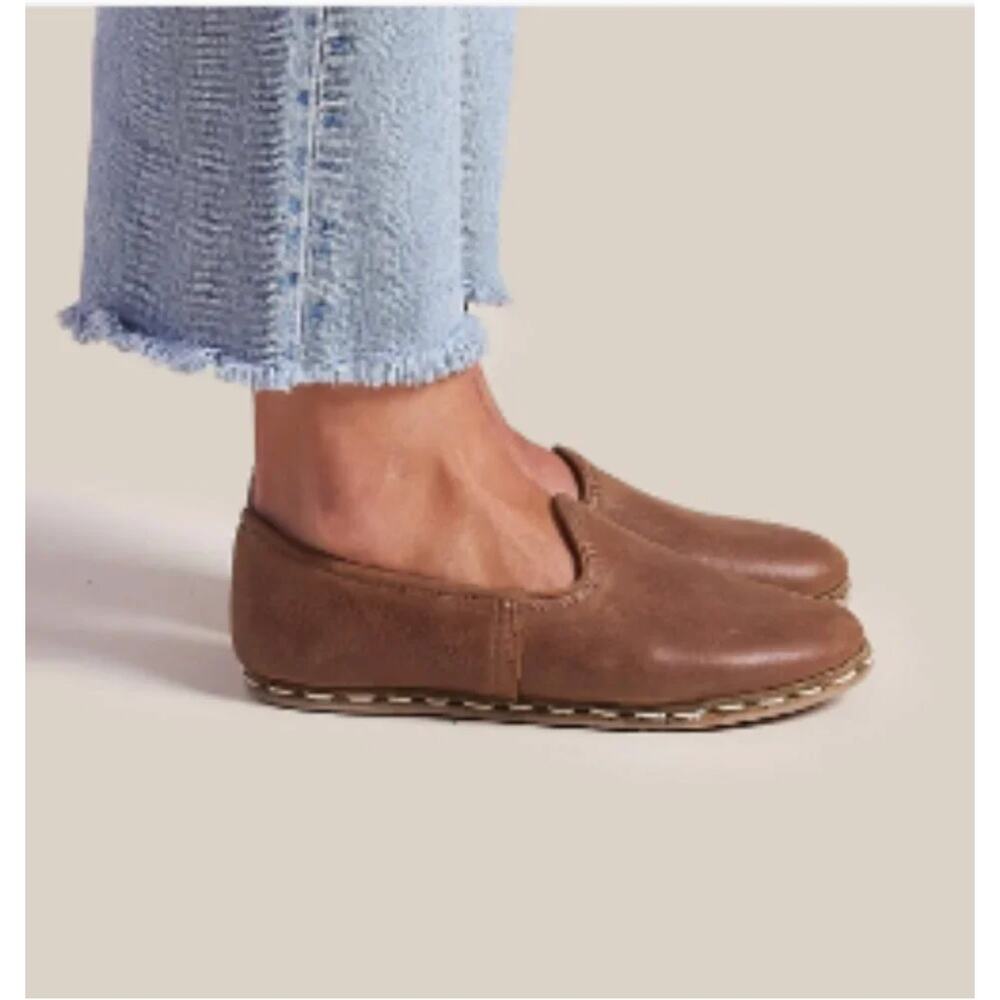 Sabah Fort Worth Loafers 7 Flats Slip On Shoes Mules Tan Brown Boho Western